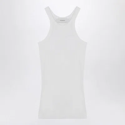 Sportmax Ribbed Crew Neck Racerback Sleeveless Top In White