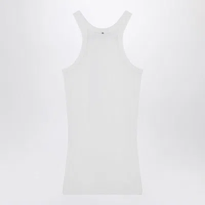 Sportmax Ribbed Crew Neck Racerback Sleeveless Top In White