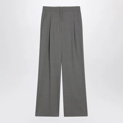 Loulou Studio Wide Grey Wool Pants In Gray