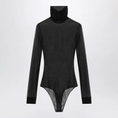 Maison Margiela Black Semi-transparent Turtleneck Body In Black