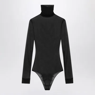 Maison Margiela Black Semi-transparent Turtleneck Body In Black