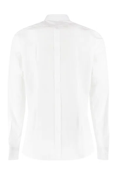 Dolce & Gabbana White Cotton Poplin Gold Tuxedo Shirt In White
