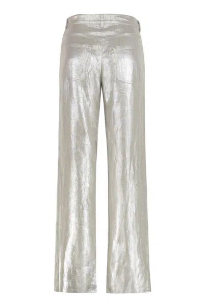 's Max Mara Malika Linen Trousers In Gray
