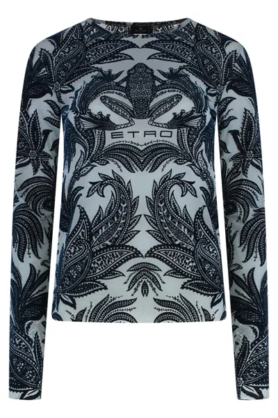 Etro Signature Print Long-sleeved Top In Multi