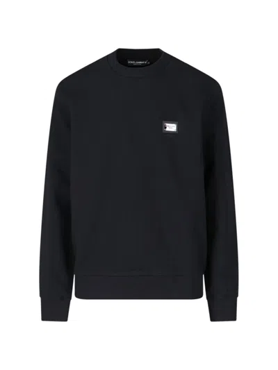 Dolce & Gabbana Sweatshirt With Logo Plaque In Black
