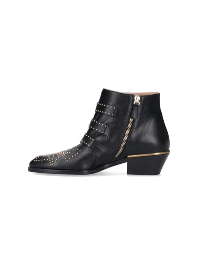Chloé Susanna Nappa Leather Ankle Boot Shoes In Black