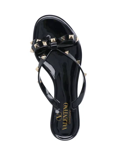 Valentino Heel Sandals With Bow Accent And Studded Embellishments
