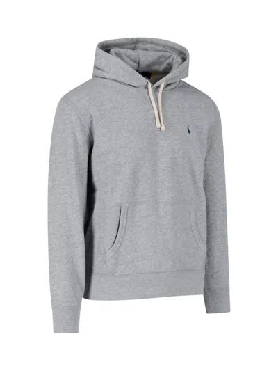 Polo Ralph Lauren Classic Pullover Hoodie With Drawstring In Gray