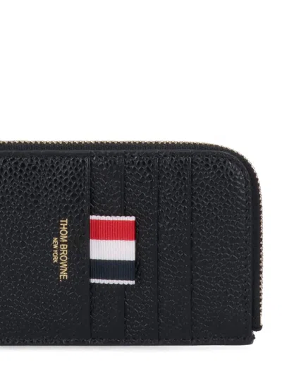 Thom Browne Zipped Logo Wallet In Black