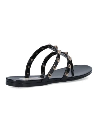 Valentino Rockstud T-strap Flat Slide Sandals