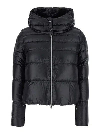 Herno Black Hooded Down Jacket In Nylon Woman In Black