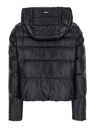 Herno Black Hooded Down Jacket In Nylon Woman In Black