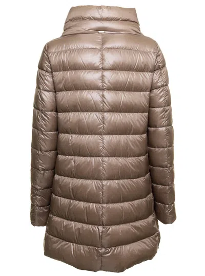 Herno Womans Amelia Taupe Colored Nylon Down Jacket