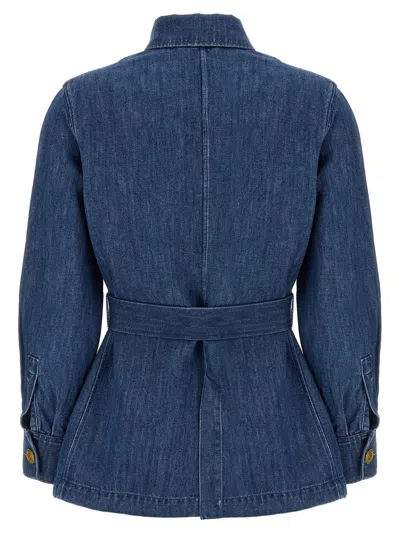Valentino Denim Safari Jacket In Blue