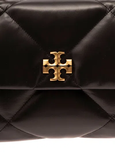 Tory Burch 'kira Diamond' Black Crossbody Bag With Double T Logo In Quilted Leather Woman