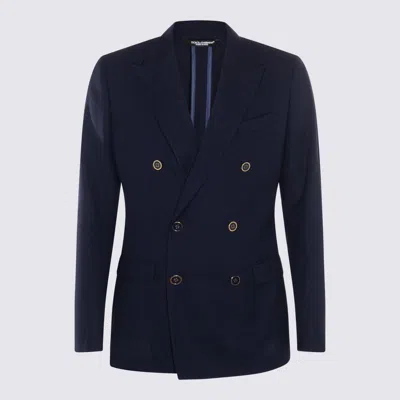 Dolce & Gabbana Navy Blue Wool Blazer In Blue