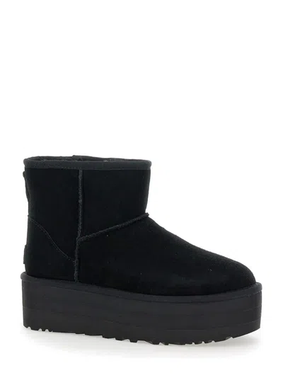 Ugg Classic Mini Platform Black Ankle Boots With Platform In Suede Woman In Black