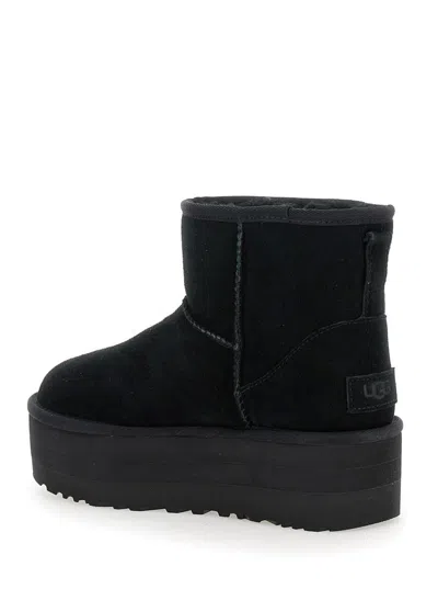 Ugg Classic Mini Platform Black Ankle Boots With Platform In Suede Woman In Black