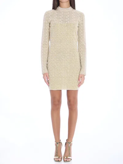 Balmain Knit Dress Monogram Geometric Pattern