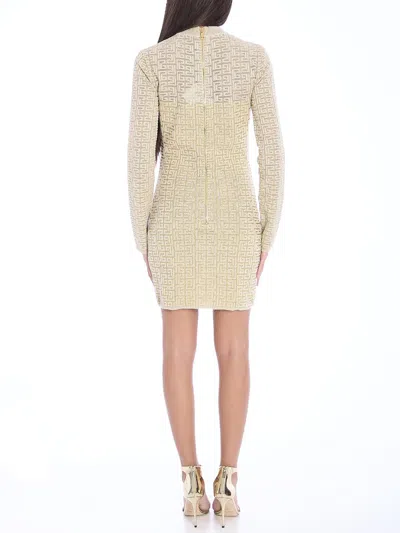 Balmain Knit Dress Monogram Geometric Pattern