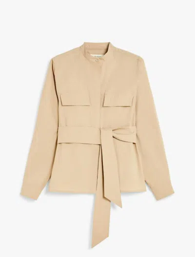 Weekend Max Mara Belted Cotton Jacket In Neutral