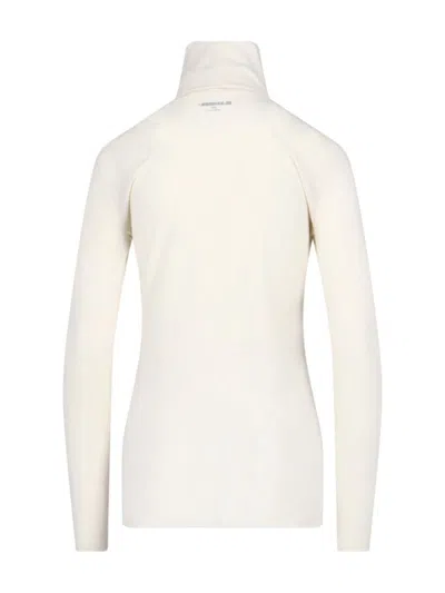 Jil Sander Logo Wool Blend Jersey Turtleneck Top In White