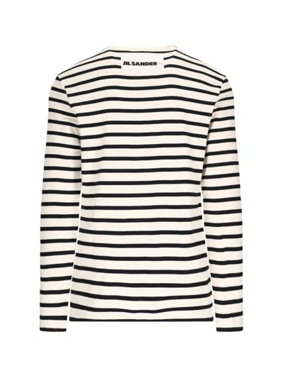 Jil Sander Bluejay Cotton Long Sleeved Top In White