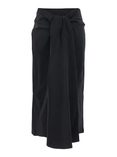 Jacquemus Black 'la Jupe Sablier' Skirt With Maxi Bow On The Rear And Side Zip Closure In Blue