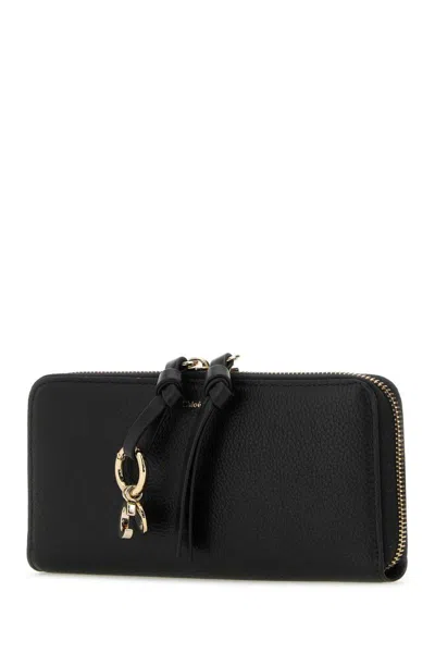 Chloé Leather Wallet With Gold-tone Hardware And Tassel Accent In Black