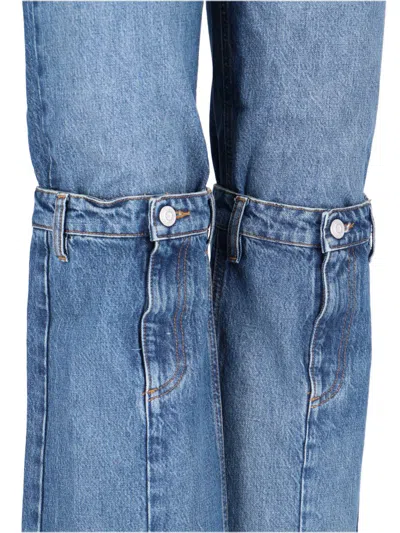Coperni Light Blue Jeans With Open Knee In Blue