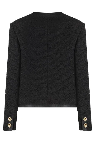 Dolce & Gabbana Jeweled Button Boucle Jacket In Black