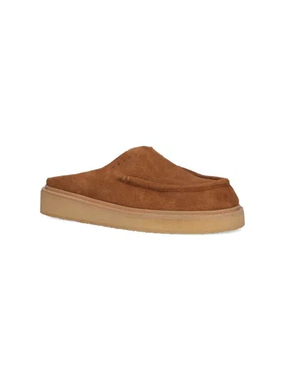 Marni Brown Suede Sabot Slip-on Loafers