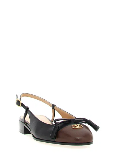 Valentino Valet Du Roi Leather Slingback Ballerina Flat In Black