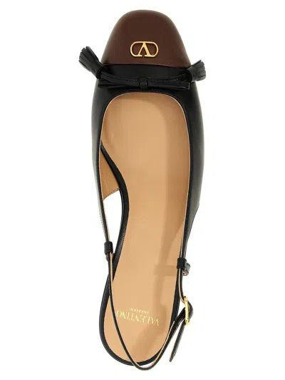 Valentino Valet Du Roi Leather Slingback Ballerina Flat In Black