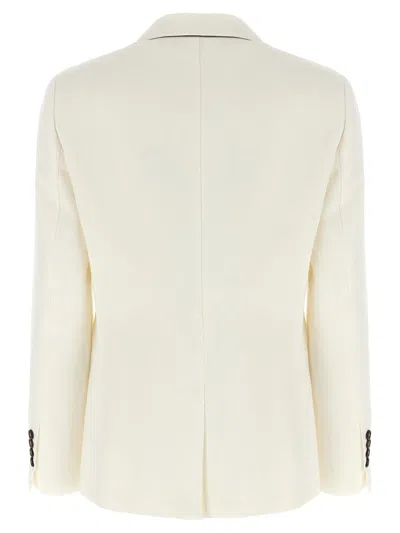 Brunello Cucinelli Viscose And Linen Single-breasted Blazer In White