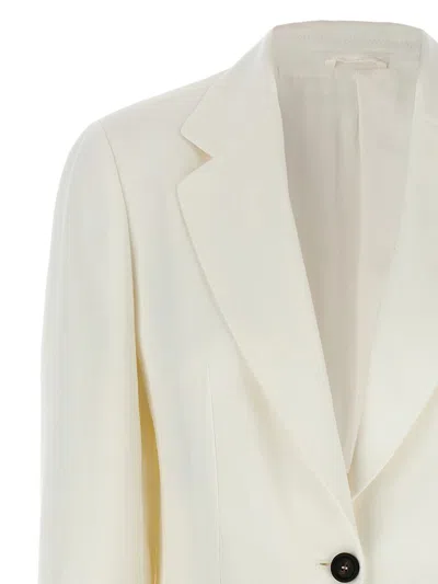 Brunello Cucinelli Viscose And Linen Single-breasted Blazer In White
