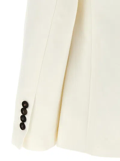 Brunello Cucinelli Viscose And Linen Single-breasted Blazer In White