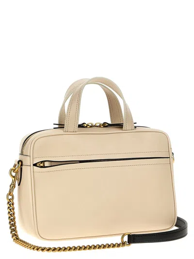 Valentino White And Black Leather Viva Superstar Top Handle Bag In Neutral