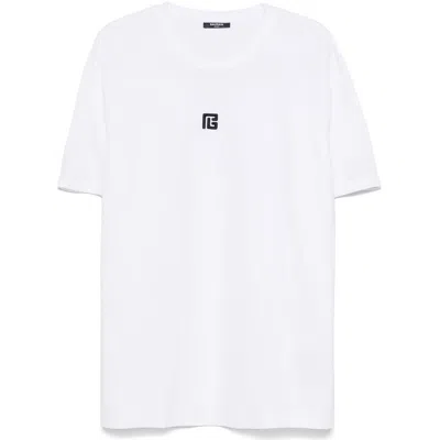Balmain Logo Embroidered Crewneck T-shirt In White