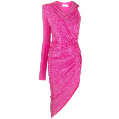 Alexandre Vauthier Rhinestone-embellished Hooded Dress In Pink