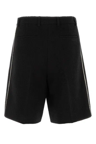 Gucci Boucle Bermuda Shorts Back Pockets In Black