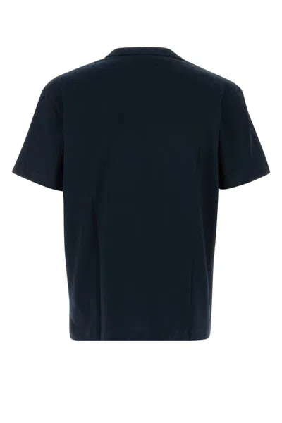 Apc A.p.c. A.p.c. Blue T-shirt With Embroidered Logo In Black
