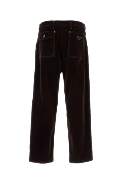 Prada Mid-rise Tapered Denim Jeans In Brown