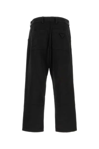 Prada Cotton-blend Slim-fit Trousers In Black