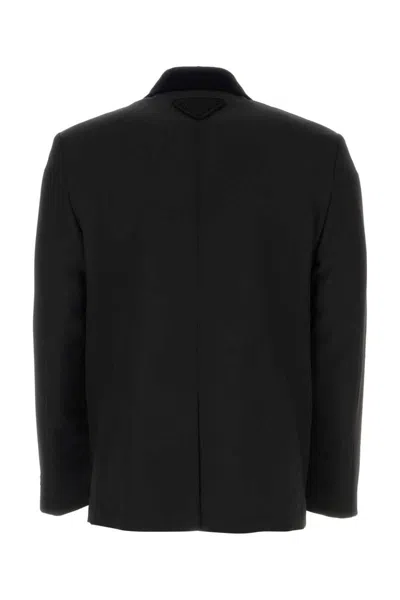Prada Wool Blazer With Metallic Buttons And Double-breasted Design
