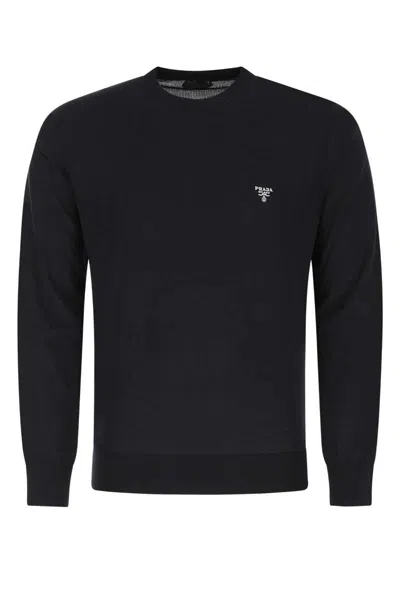 Prada Men's Wool Sweater With Logo In Black
