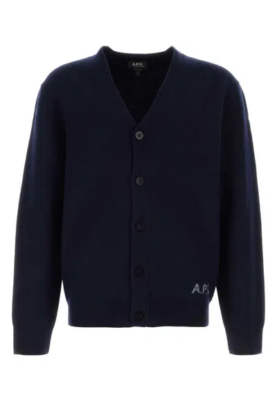 Apc A.p.c. Mens Kenny Navy V-neck Cardigan In Blue