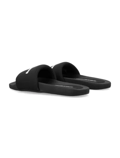 Alexander Wang Padded Logo Pool Slide Sandals Shoes In Black