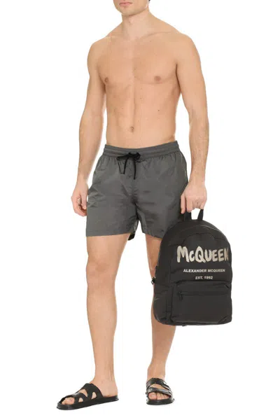 The (alphabet) Drawstring Swim Shorts In Gray