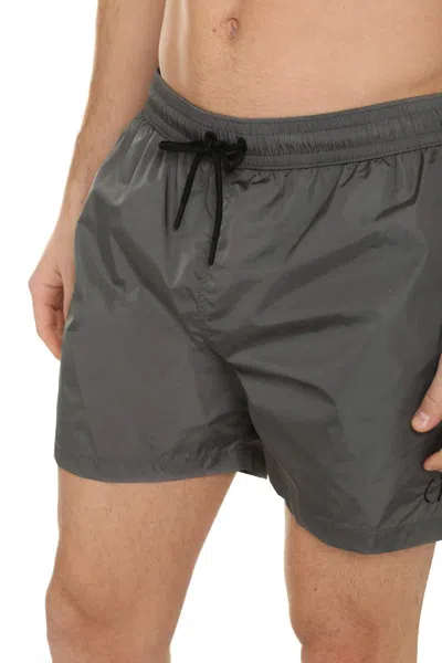 The (alphabet) Drawstring Swim Shorts In Gray